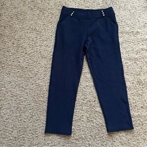 Lemite Women's Size Large Navy Stretch Knit Pull On Pants